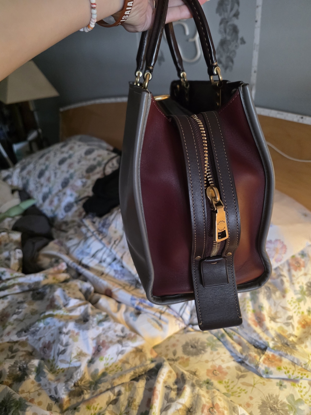 Coach Gray Colorblock Leather Rogue Bag - Picture 10 of 11
